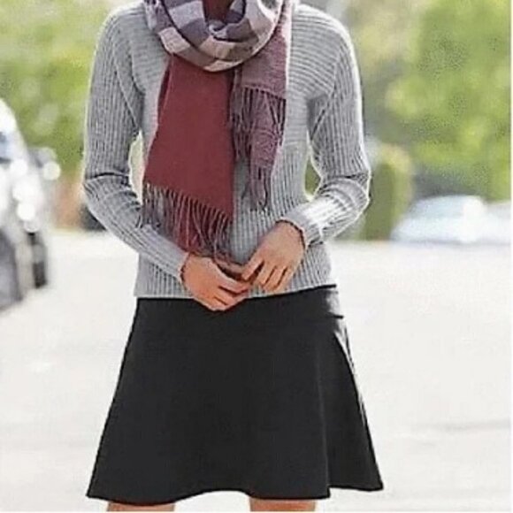 Athleta Gray Black Ponte Twill Skyrose A-Line Skirt Pocket 6 - Picture 1 of 8